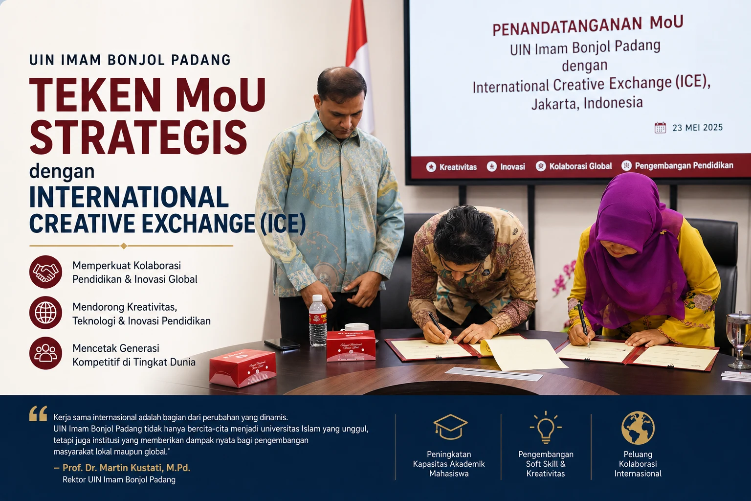 Penandatanganan MoU antara UIN Imam Bonjol Padang dan ICE di Sumatera Barat